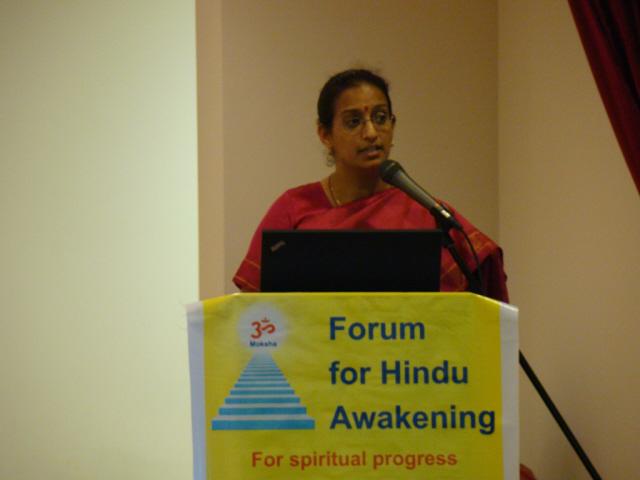 Ms. Maya Jairam addressing in the Hinduism Summit
